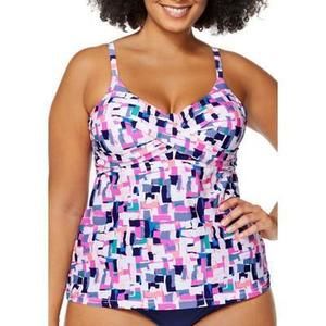 NWT Raisins Curve Trendy Plus Size Calabasas Aries Tankini Top Women's Swimsuit